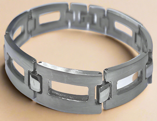 Fashion Silver Plated Iron Bars Bracelet 8.5"