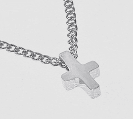 FASHION White Gold Plated Tiny Cross Necklace 16" - COLO