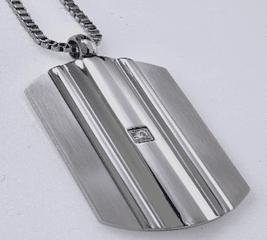 FASHION CZ Brush Polish Dog Tag Necklace 20" Box Chain - COLO