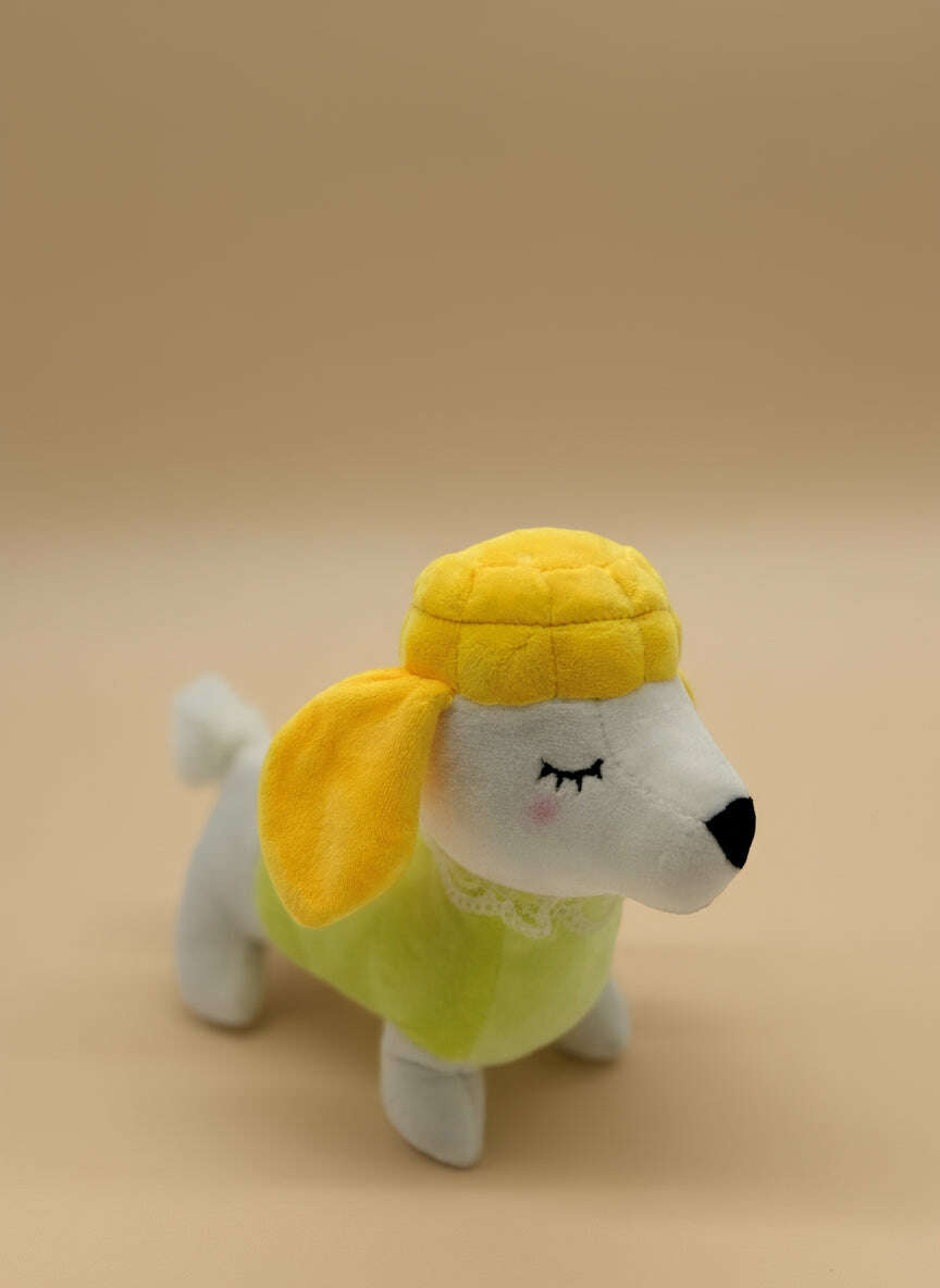 Yellow Poodle Small Plush Toy – Cute Puppy Stuffed Animal Doll - COLO