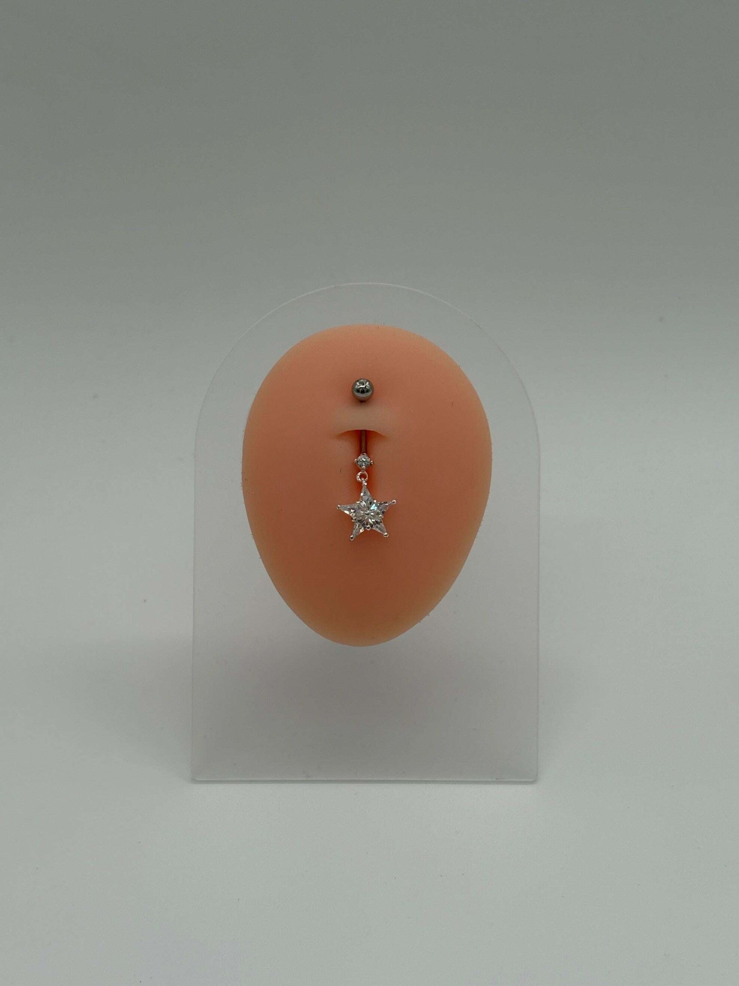 Single Star Sparkle Dangle Belly Button Ring - COLO