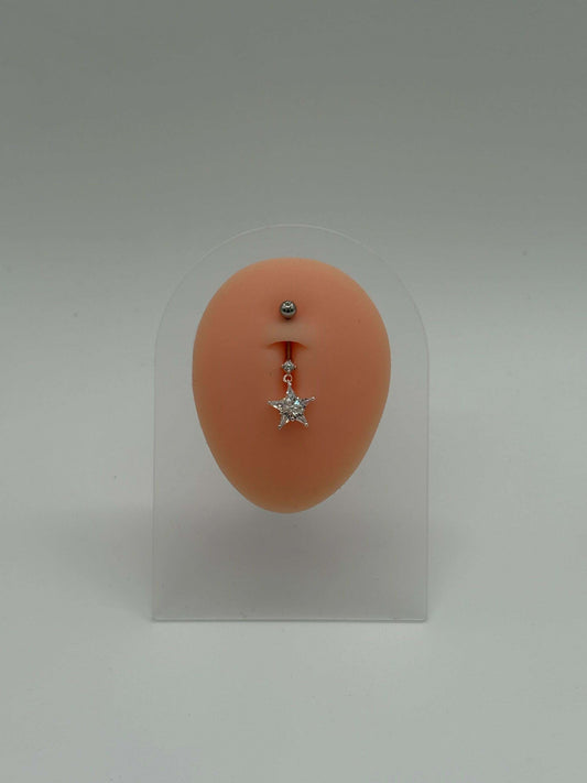 Single Star Sparkle Dangle Belly Button Ring - COLO