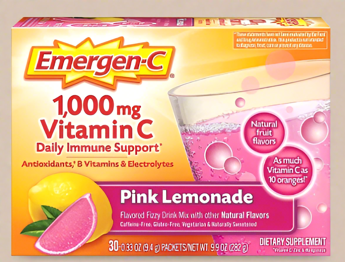 Emergen-C® 1,000mg Vitamin C – Daily Immune Support Powder (Pink Lemonade, 30 Packets) - COLO