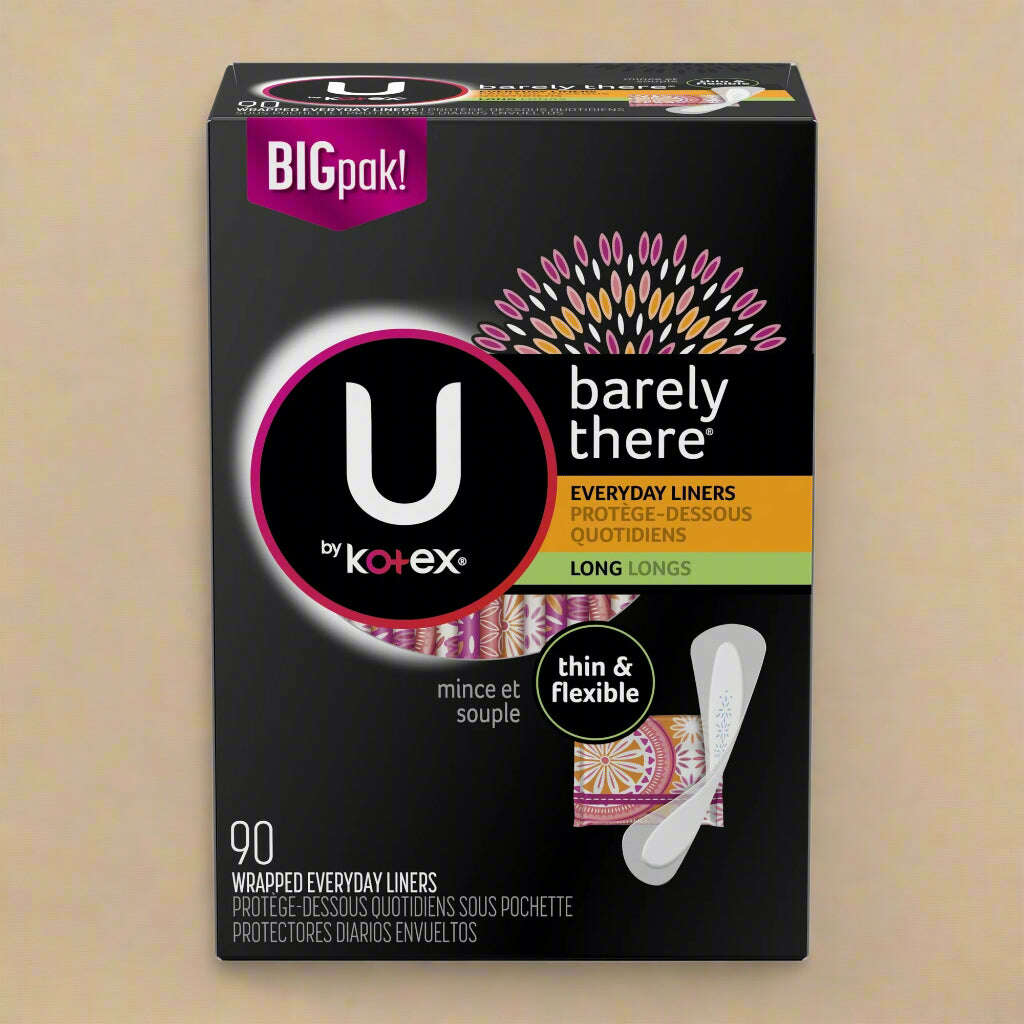 U by Kotex Barely There Liners – Long Length (90 Count) - COLO