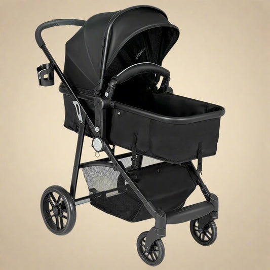 Costway 2-in-1 Foldable Baby Stroller - Coffee