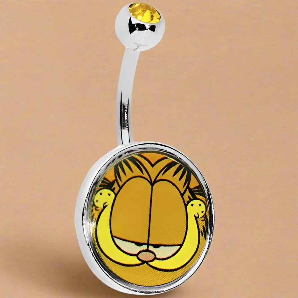 Mischievous Smile Garfield Belly Ring