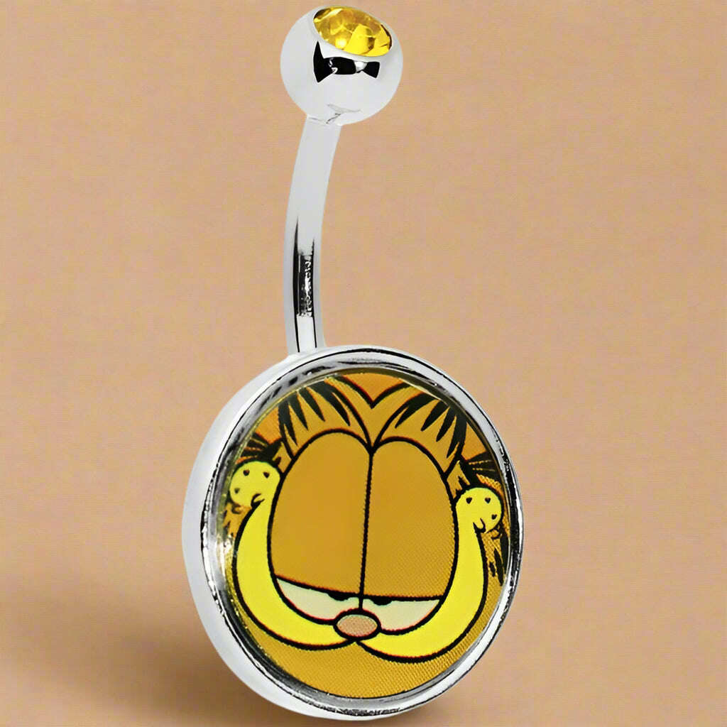 Mischievous Smile Garfield Belly Ring - COLO