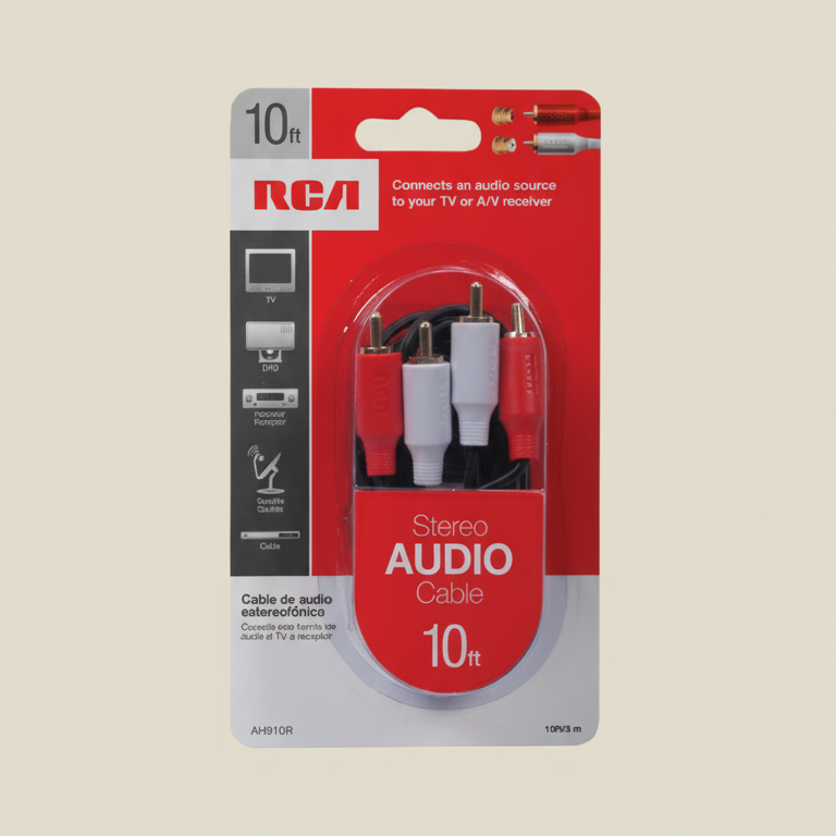 RCA Stereo Dubbing Audio Cable – 10-Foot Length, Male-to-Male Connectors