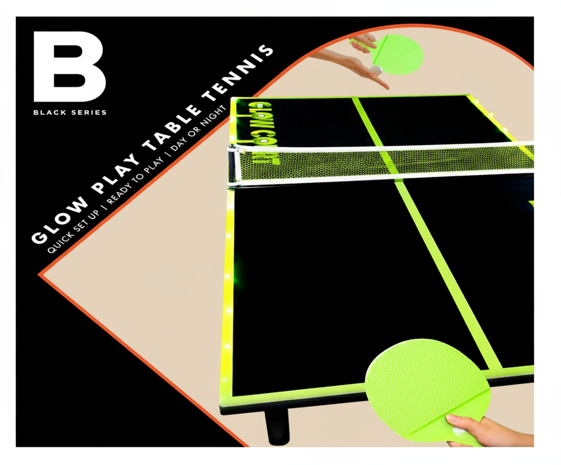 Black Series Glow-in-the-Dark 40" Table Tennis Set
