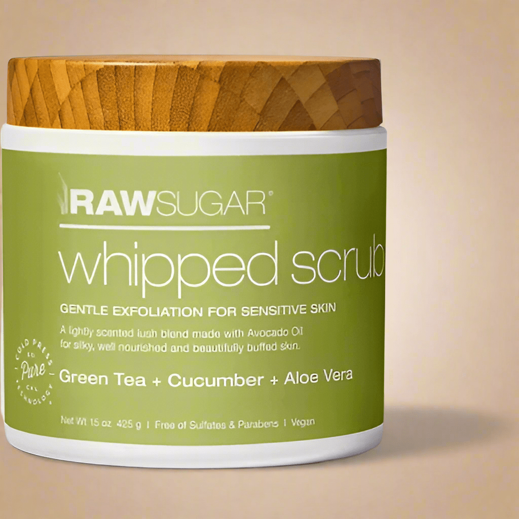Raw Sugar Sensitive Skin Whipped Polish – Green Tea + Cucumber + Aloe Vera (15 oz) - COLO