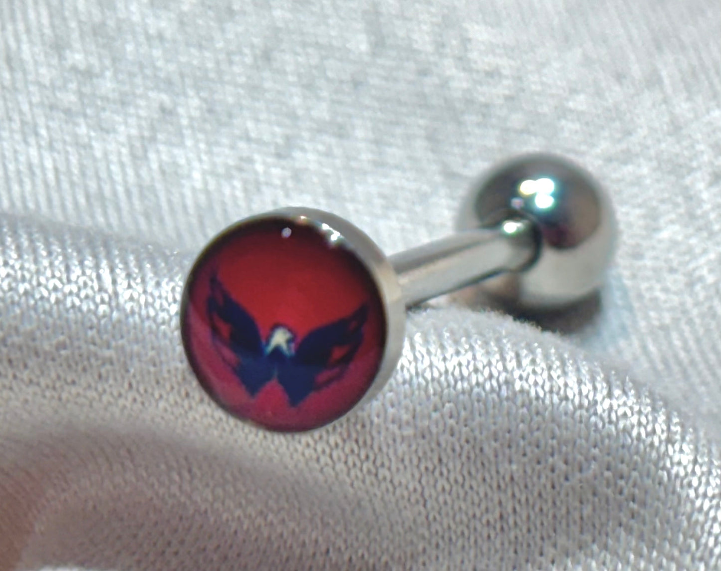 Washington Capitals NHL 3D Tongue Ring – Titanium Logo Barbell