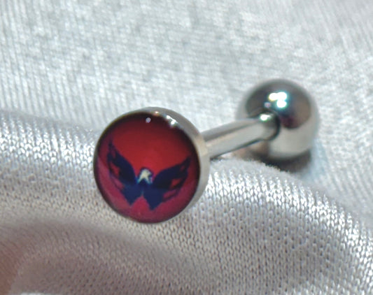 Washington Capitals NHL 3D Tongue Ring – Titanium Logo Barbell