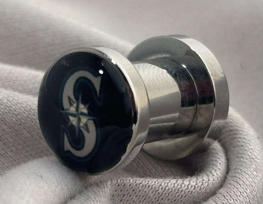 MLB Seattle Mariners Screw-Fit 2G (6 mm) Surgical Steel Ear Plugs - COLO