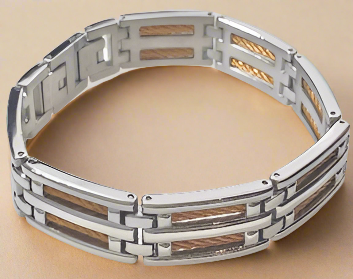 Fashion Gold IP and Silver  Bracelet 8.5"