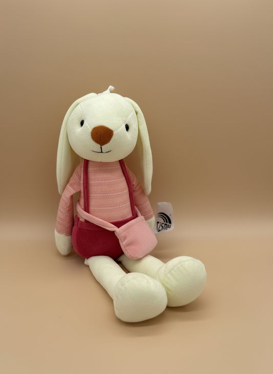 Soft Plush Bunny Rabbit in Pink Clothes Stuffed Animal Toy – Medium Size (10" to 14")