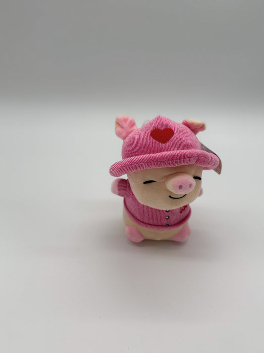 Small Pink Pig Plush Toy with Hat – 8" to 9" Cute Stuffed Animal Gift