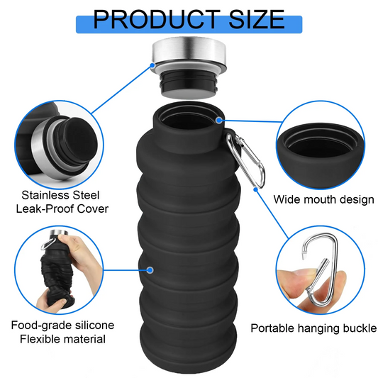 sport silicone portable foldable water bottle