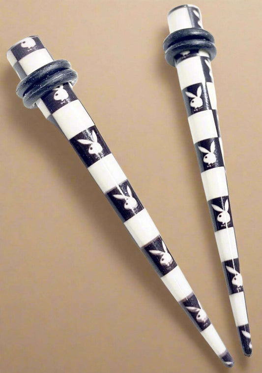 Playboy Bunny Logo Ear Gauge Tapers 24G White Acrylic - COLO