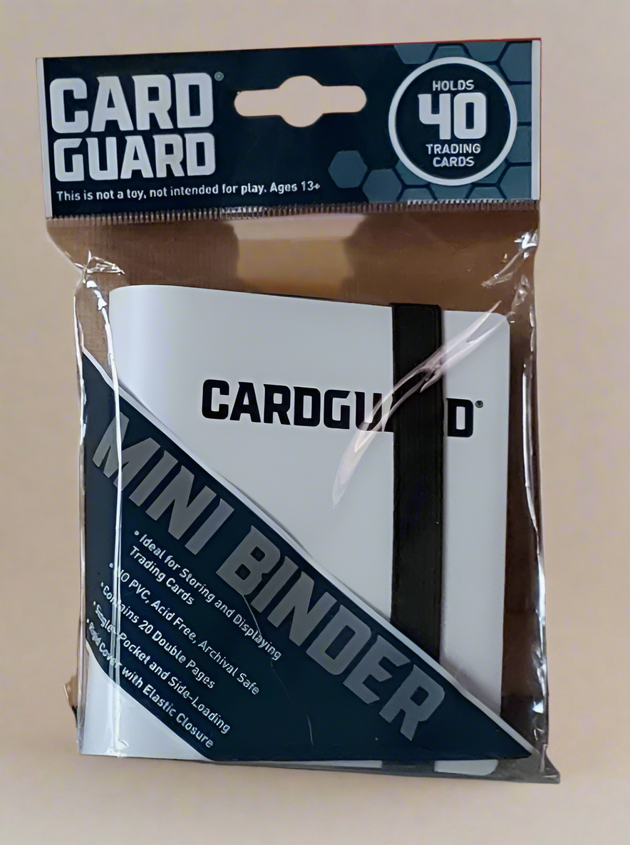 CardGuard® Mini Binder – White with Strap (Holds 40 Trading Cards)