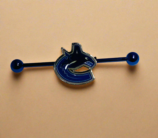 Vancouver Canucks blue stainless steel ear bars