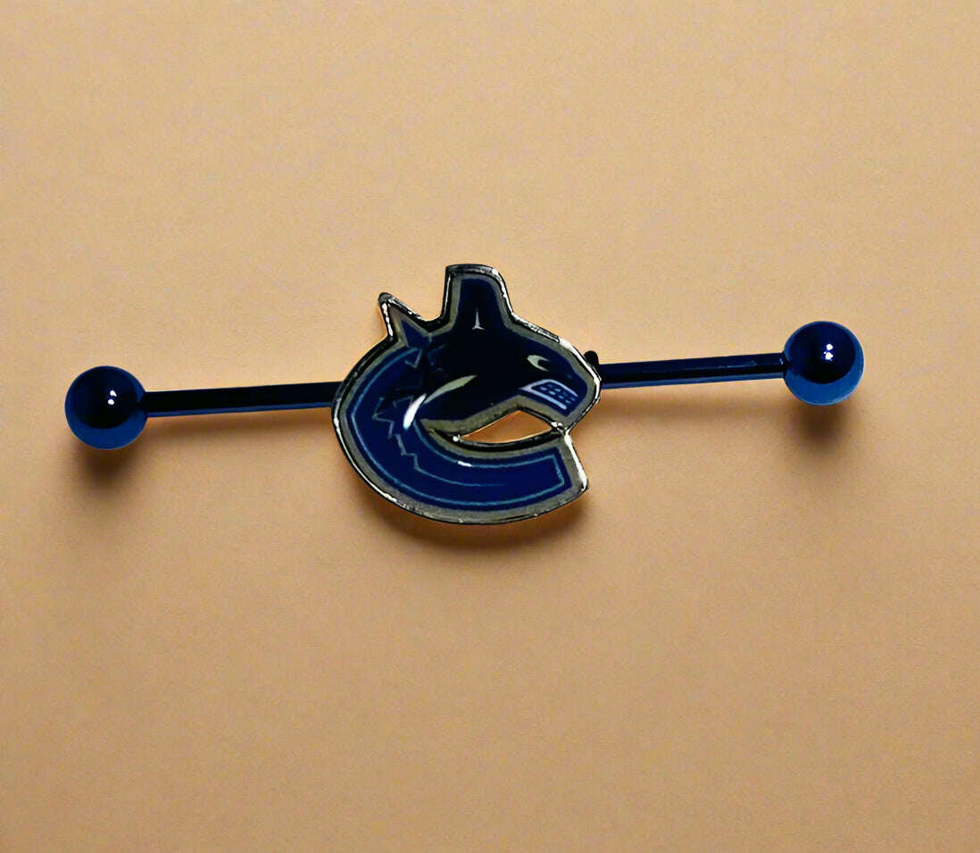 Vancouver Canucks blue stainless steel ear bars - COLO