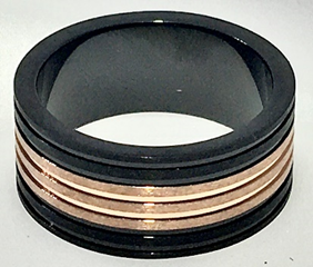 FASHION Black and Copper Plated Ring with line in the Center