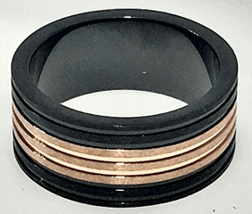 FASHION Black and Copper Plated Ring with line in the Center - COLO