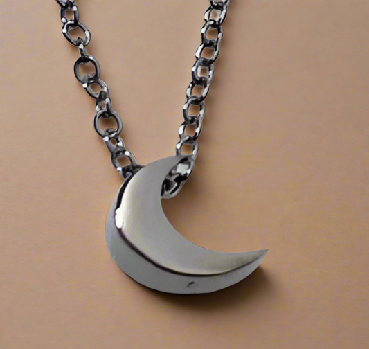 FASHION Silver Tiny Moon Necklace 16"
