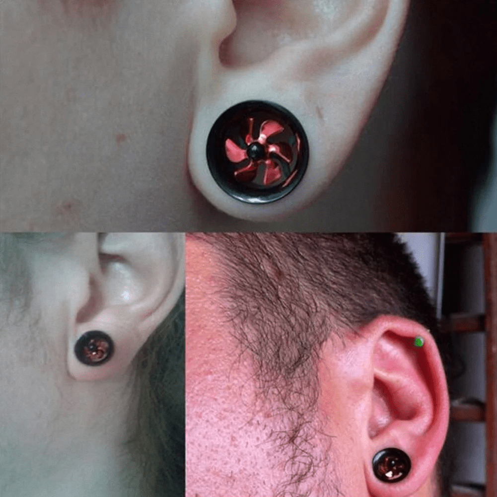 Red Windmill Stainless Steel Ear Plug Tunnel - COLO