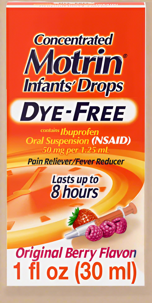 Motrin® Infants' Drops – Dye-Free Ibuprofen Oral Suspension (Original Berry, 1 fl oz)