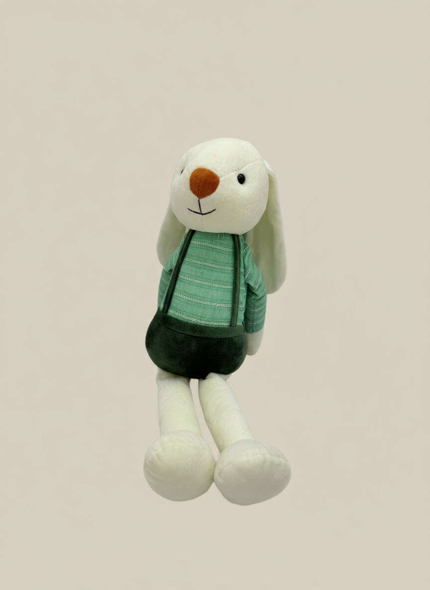 Soft Plush Bunny Rabbit in Green Clothes Stuffed Animal Toy – Medium Size (10" to 14") - COLO