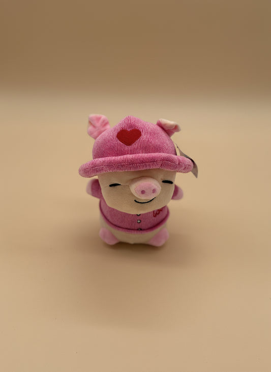 Small Pink Pig Plush Toy with Hat – 8" to 9" Cute Stuffed Animal Gift