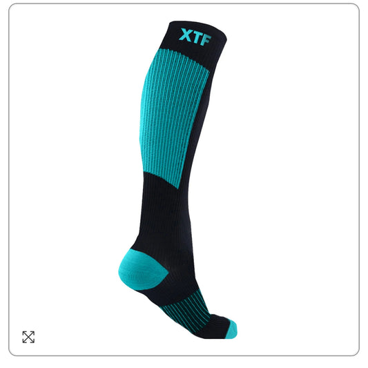 EXTREME FIT COPPER >>>FLUX ANTI-FATIGUE COMPRESSION SOCKS BLACK N AQUA