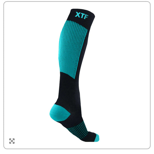EXTREME FIT COPPER >>>FLUX ANTI-FATIGUE COMPRESSION Socks BLACK N AQUA - COLO