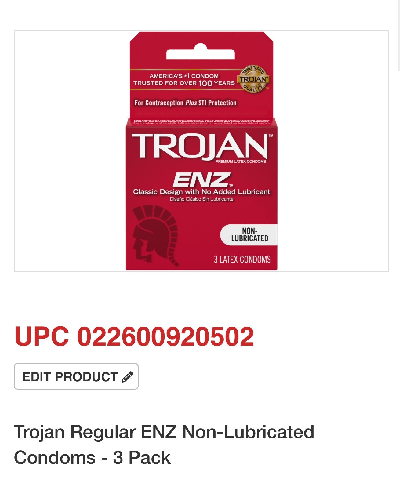Trojan ENZ Non-Lubricated Condoms (3 Pack)