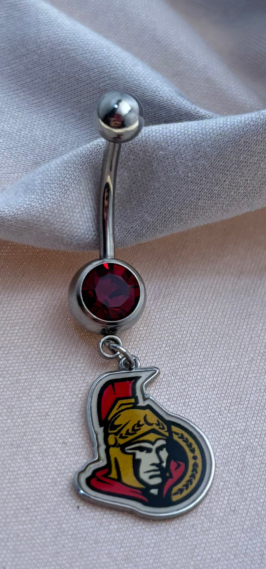 Ottawa Senators NHL Dangle Belly Ring – Stainless Steel
