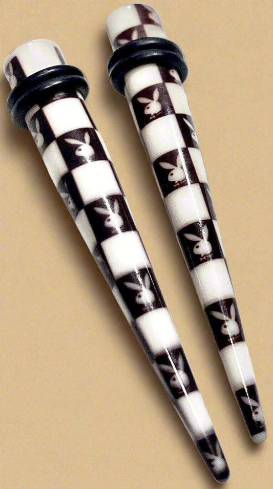 Playboy Bunny Logo Ear Gauge Tapers 2G White Acrylic - COLO