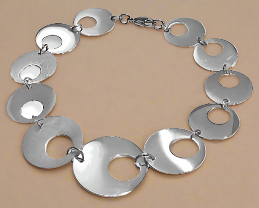 Fashion Round Open Disk Bracelet 8"