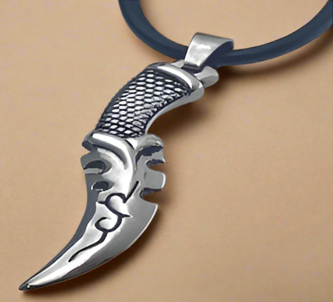 FASHION Knife Pendant on a Leather Necklace 24"