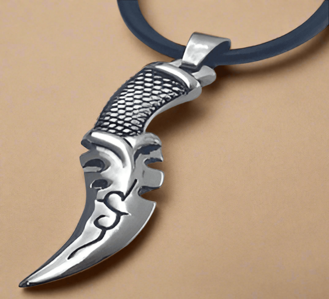 FASHION Knife Pendant on a Leather Necklace 24" - COLO