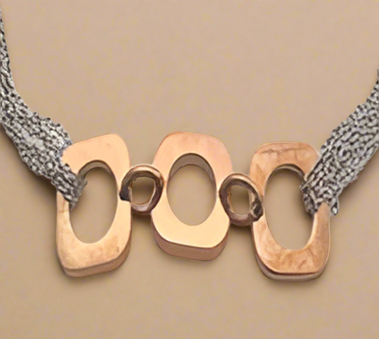 FASHION RoseIP Squares  with Multi Chain and Toggle Lock Necklace 18"