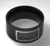 FASHION Black IP Ring with Cable Wire - COLO