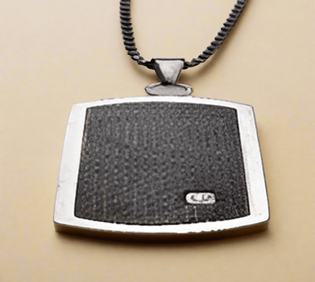 FASHION Gold and Black Patton Center Dog Tag Pendant with two Dia .01 pt 24" - COLO