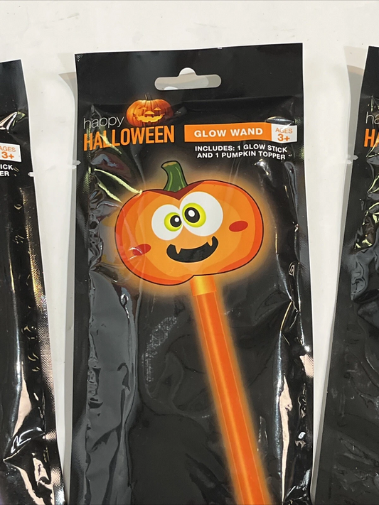 Happy Halloween Glow Wand Stick Set – 3-Pack with Fun Character Toppers