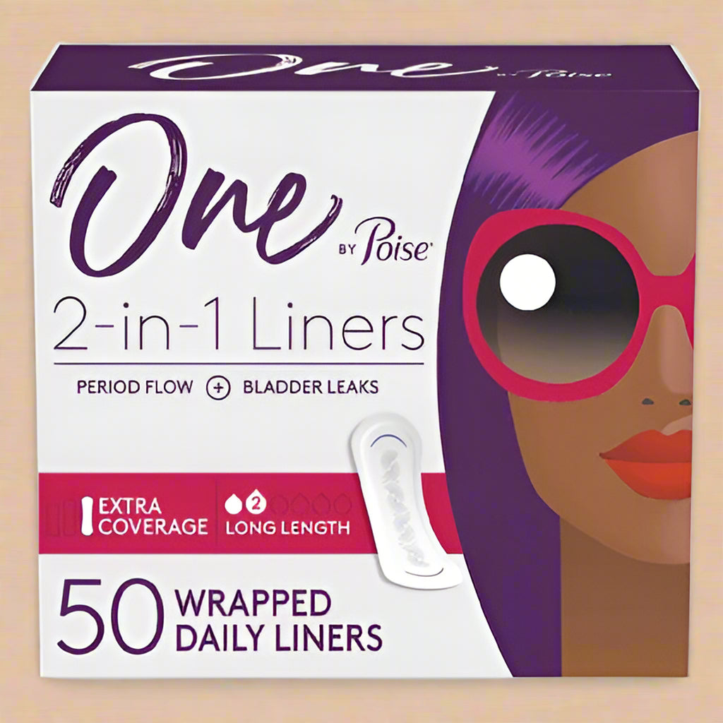 One by Poise 2-in-1 Daily Panty Liners – Long, Extra Coverage (50 Count)