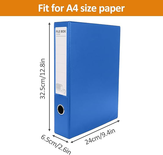 Blue PVC Storage File Box with Clip – A4 Document Organizer (2-Pack)