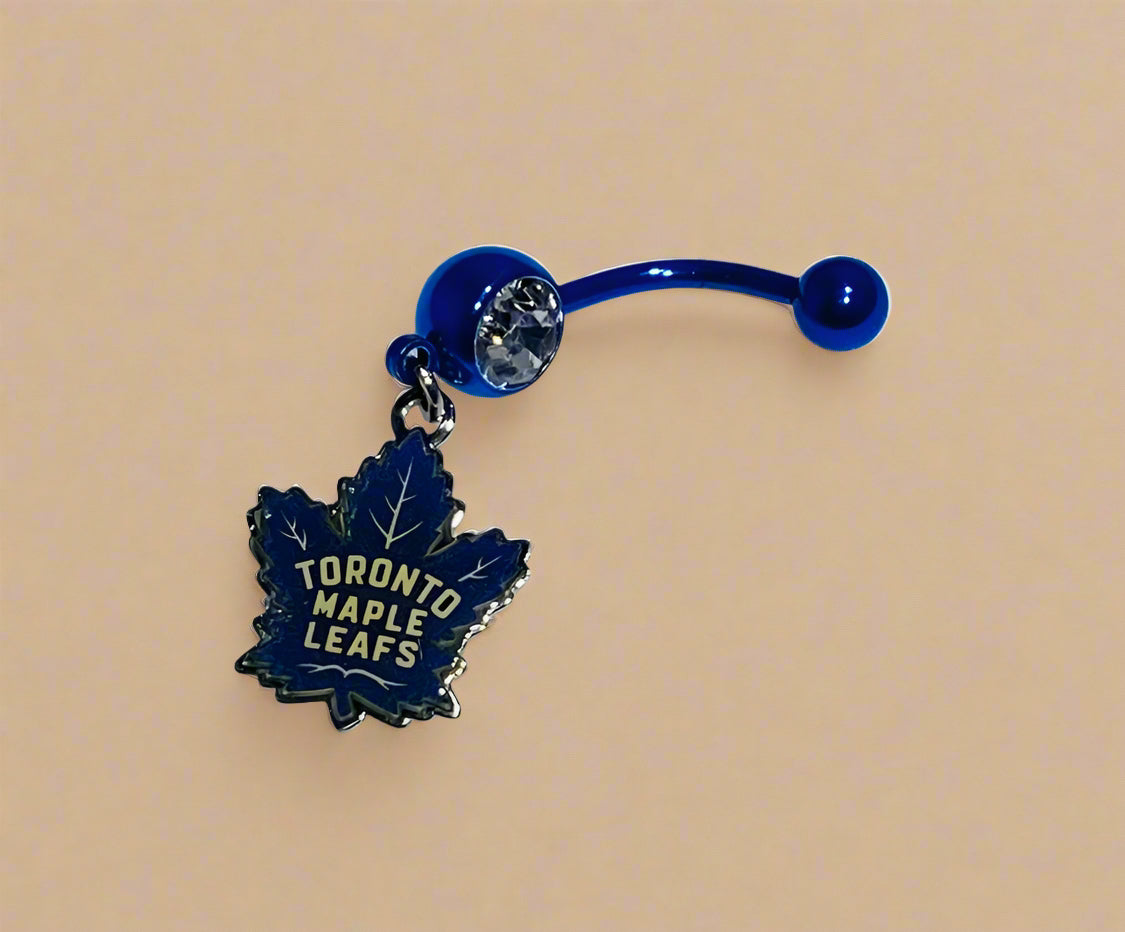 Toronto Maple Leafs blue stainless steel belly rings