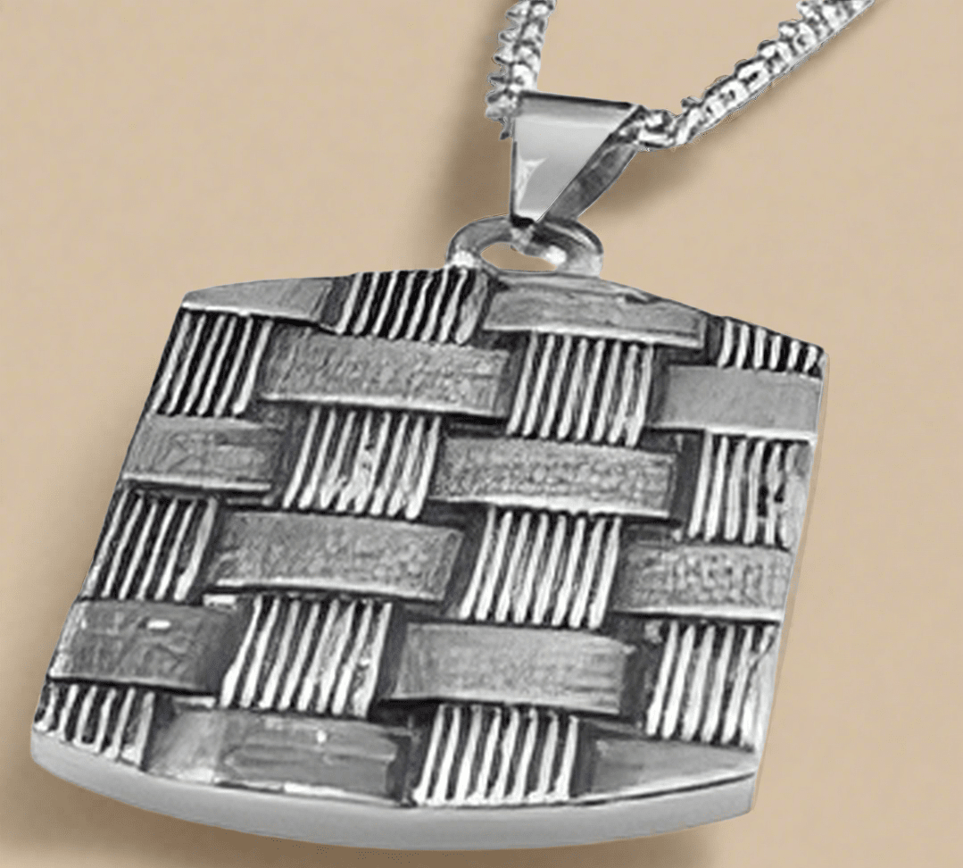 FASHION Brushed Basket Weave DogTag Pendant 24" - COLO