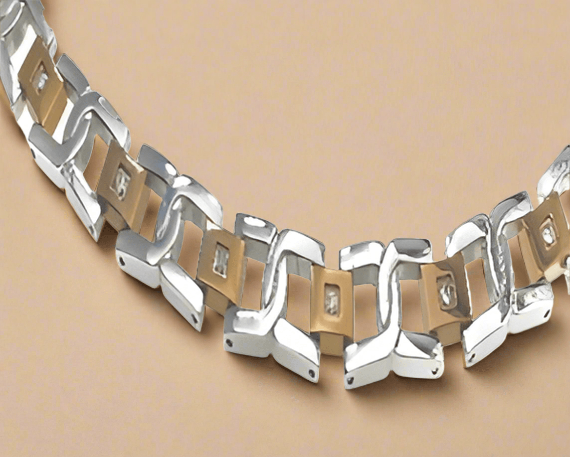 Fashion Rose and Silver Tow Tone with C/Z Bracelet 9" - COLO