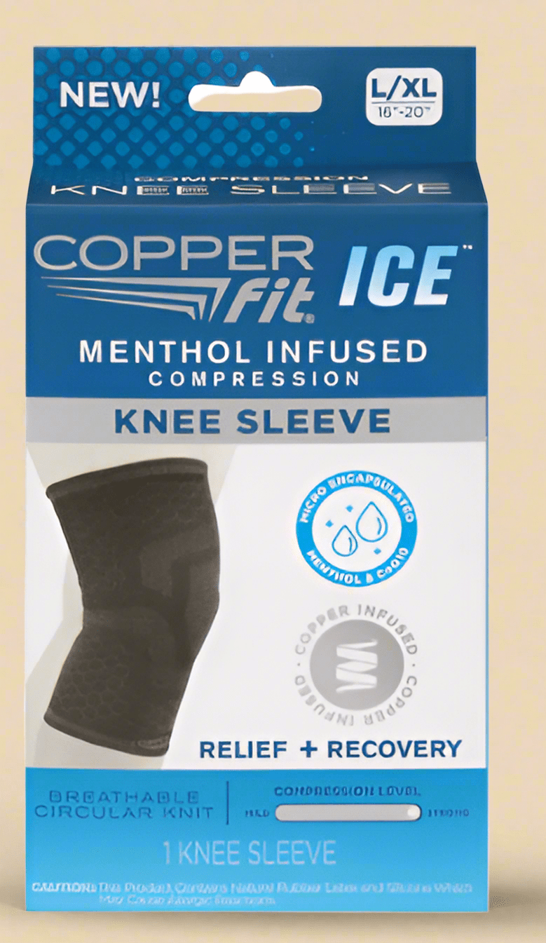 Copper Fit® ICE Knee Sleeve – Menthol Infused Compression (L/XL, Unisex) - COLO